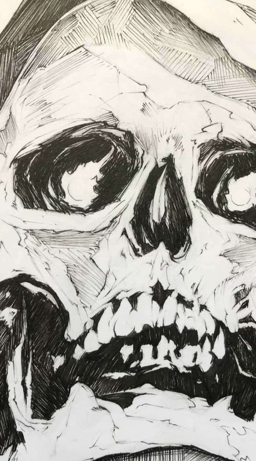 Ilustración graffiti personalizada en blanco y negro