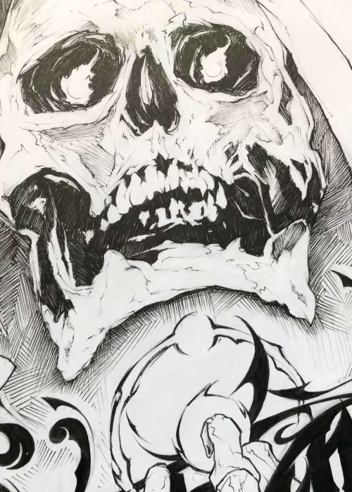 Ilustración graffiti personalizada en blanco y negro