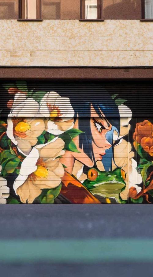 Mural primer premio de la Galería Urbana Barrio del Oeste en Salamanca, obra de Asem Navarro