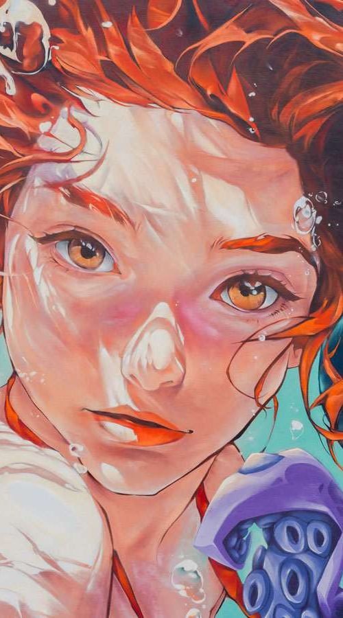 Graffiti de La Sirenita en fachada pública de L’Ametlla del Mar , Cataluña