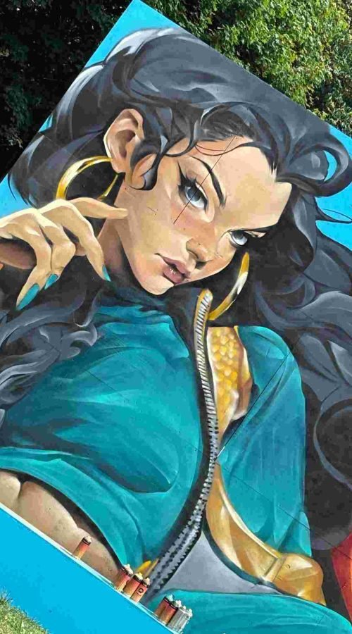 Mural graffiti de Yasmín (princesa de Disney)