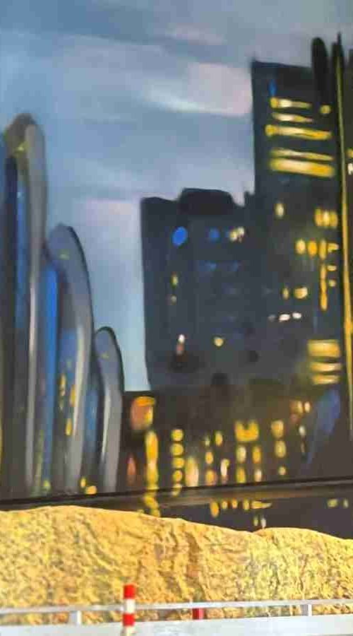 Mural de paisaje urbano para sala de Scalextric